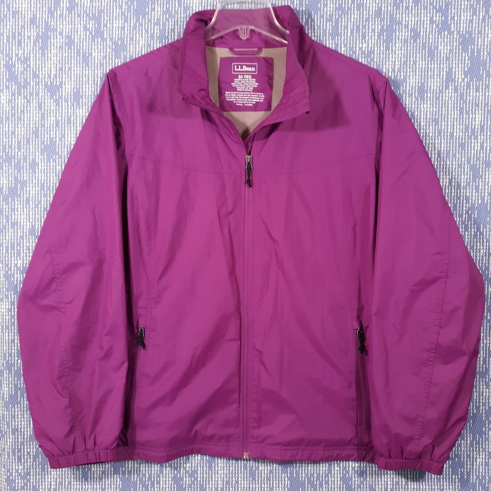 L.L. Bean Windbreaker Jacket Womens‎ Size 3X Purple Lined Outdoor